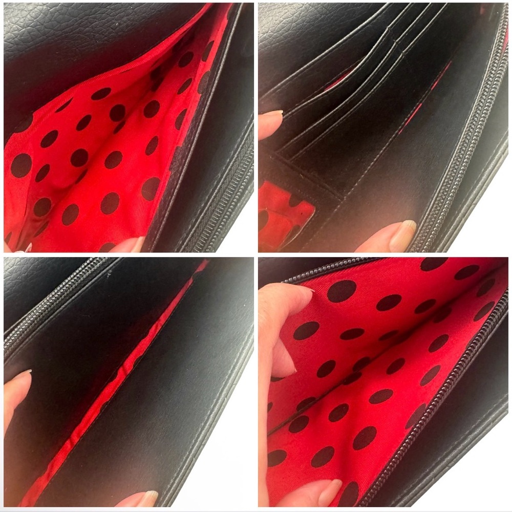 Loungefly Hello Kitty Black Sparkle Envelope Clutch Wristlet with Red Bow - Picture 6 of 15